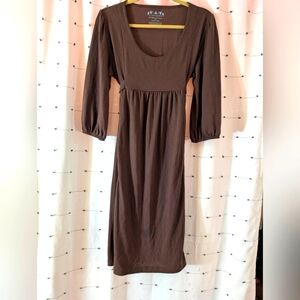 Currant Brown Scoop Neck Empire Waist Midi XL